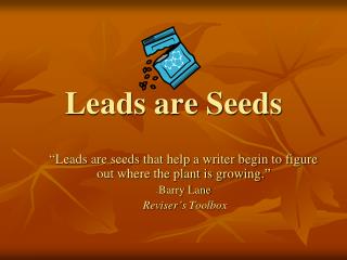 Leads are Seeds