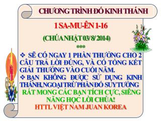 1 SA-MU-ÊN 1-16 (CHÚA NHẬT 03 / 8 / 2014) ***