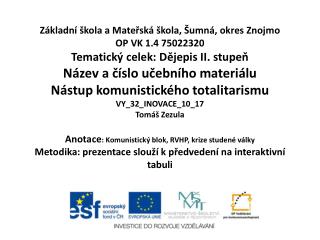 Nástup komunistického totalitarismu