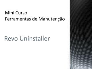 Mini Curso Ferramentas de Manutenção