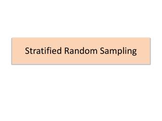 Stratified Random Sampling