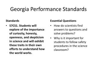 Georgia Performance Standards