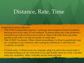 Distance, Rate, Time