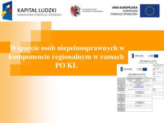 Wsparcie osób niepełnosprawnych w komponencie regionalnym w ramach PO KL