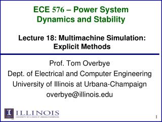 ECE 576 – Power System Dynamics and Stability