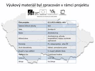 Výukový materiál byl zpracován v rámci projektu