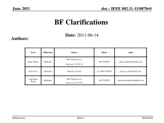 BF Clarifications