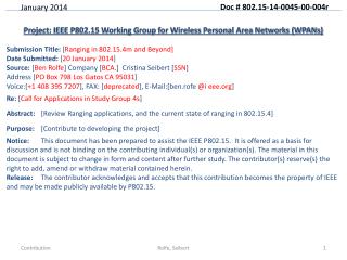 Project: IEEE P802.15 Working Group for Wireless Personal Area Networks (WPANs)