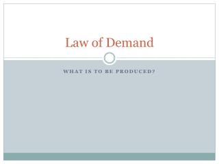 Law of Demand