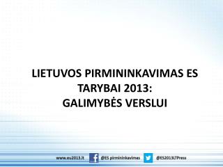 LIETUVOS PIRMININKAVIMAS ES TARYBAI 2013: GALIMYBĖS VERSLUI