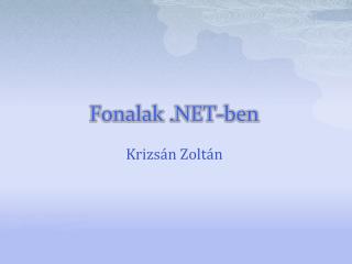 Fonalak . NET-ben