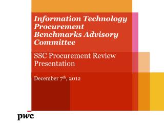 Information Technology Procurement Benchmarks Advisory Committee