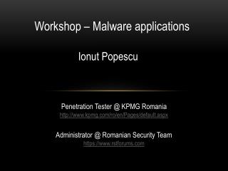Workshop – Malware applications