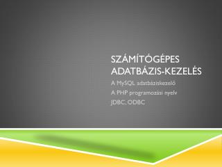 Számítógépes adatbázis-kezelés