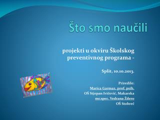Što smo naučili