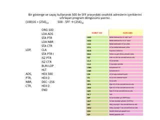 Aritmetik sola kaydırma için program yazınız. Bir taşma olduğunda OVF’ye dallansın.