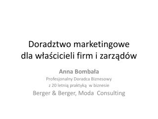 Doradztwo marketingowe dla właścicieli firm i zarządów