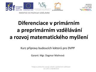 Diferenciace v primárním a preprimárním vzdělávání a rozvoj matematického myšlení