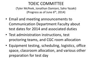 Communication TOEIC Averages Data