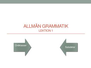 Allmän grammatik Lektion 1