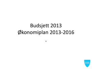 Budsjett 2013 Økonomiplan 2013-2016