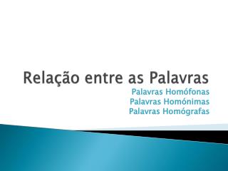 Relação entre as Palavras