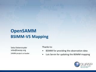 OpenSAMM BSIMM-V5 Mapping