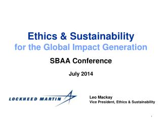 Ethics &amp; Sustainability for the Global Impact Generation