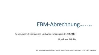 EBM-Abrechnung , Stand 20.10.2013