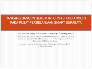 RANCANG BANGUN SISTEM INFORMASI FOOD COURT PADA PUSAT PERBELANJAAN SMART SURABAYA
