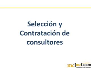 Selección y Contratación de consultores