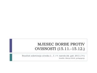 MJESEC BORBE PROTIV OVISNOSTI (15.11.-15.12.)