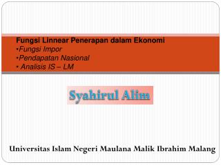 Fungsi Linnear Penerapan dalam Ekonomi Fungsi Impor Pendapatan Nasional Analisis IS – LM