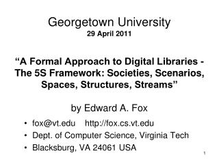 fox@vt fox.cs.vt Dept. of Computer Science, Virginia Tech