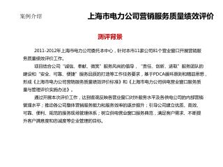 上海市电力公司营销服务质量绩效评价