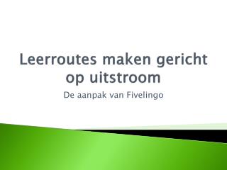 Leerroutes maken gericht op uitstroom