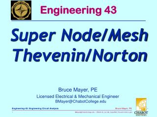 Bruce Mayer, PE Licensed Electrical &amp; Mechanical Engineer BMayer@ChabotCollege