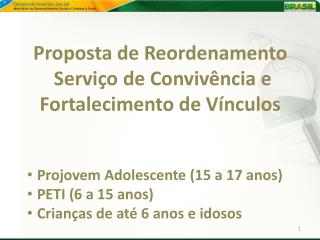 Proposta de Reordenamento Serviço de Convivência e Fortalecimento de Vínculos