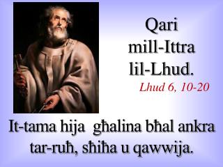 Qari mill-I ttra lil-Lhud . Lhud 6, 10-20