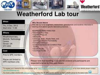 Weatherford Lab tour