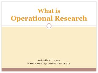 What is Operational Research