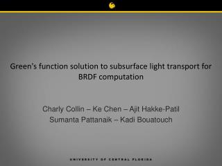 Green's function solution to subsurface light transport for BRDF computation