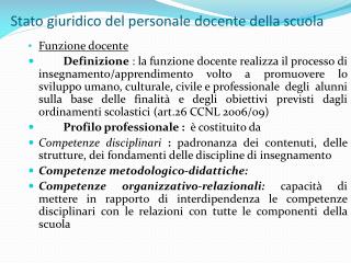 Stato giuridico del personale docente della scuola