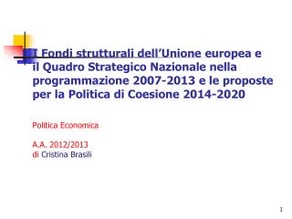 Quadro Strategico Nazionale (QSN) 2007-2013
