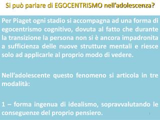 Si può parlare di EGOCENTRISMO nell’adolescenza?