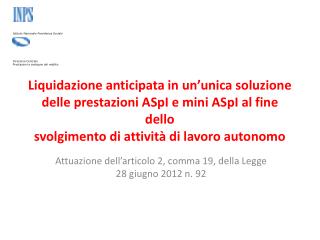 Attuazione dell’articolo 2, comma 19, della Legge 28 giugno 2012 n. 92