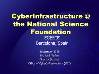 CyberInfrastructure @ the National Science Foundation