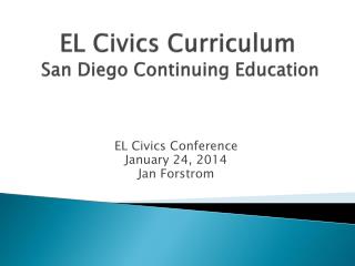 EL Civics Curriculum San Diego Continuing Education