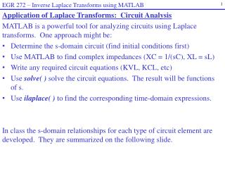 Application of Laplace Transforms: Circuit Analysis