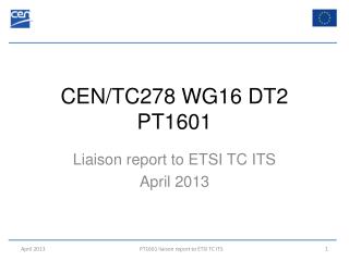 CEN/TC278 WG16 DT2 PT1601